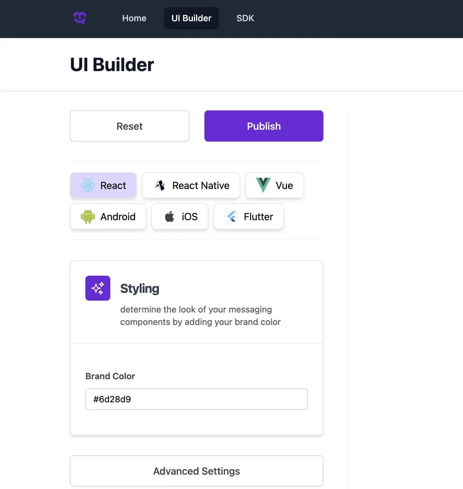 chat ui builder for chat api and in app chat sdk